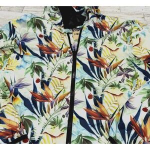 Flomotion Tropical Bird of Paradise Print Windbreaker Lightweight Jacket XL